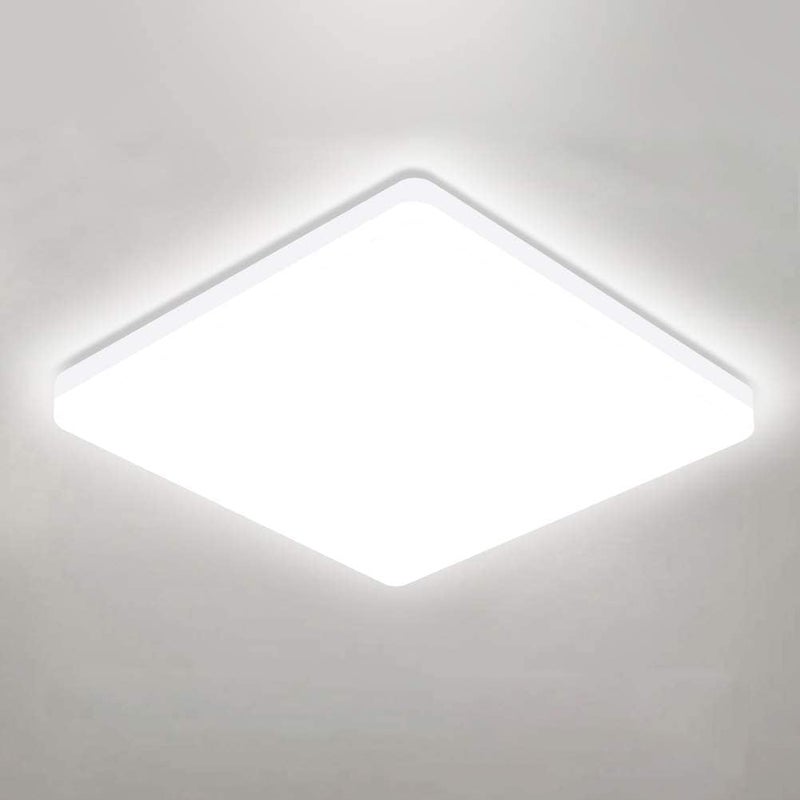 OOWOLF 25W 6000K LED Flush Mount Ceiling Light Fixture Ultra Slim, 12inch Waterproof Bathroom Square LED Ceiling Lamp Fixture Without Flicker, 85Ra+ Daylight White for Kitchen Bedroom Hallway Office - Image 1
